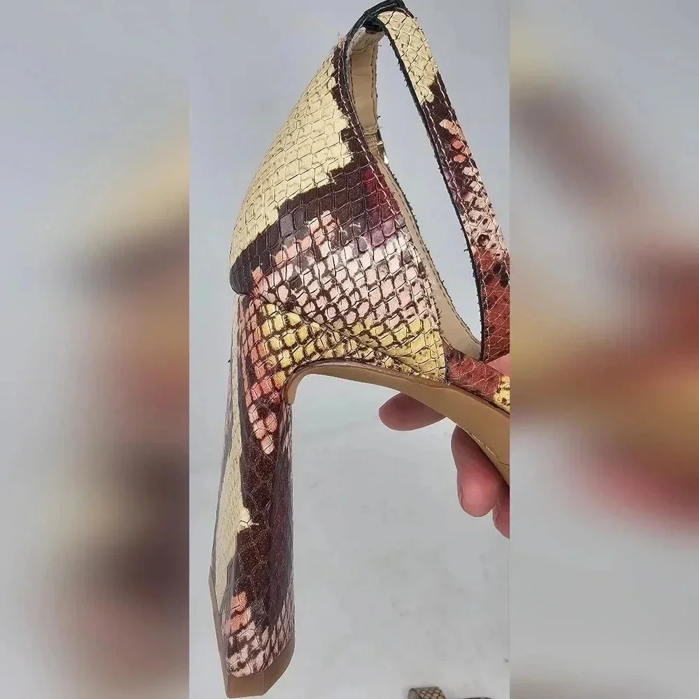 Vince Camuto Women's Madilin Platform Snake Print Leather Sandal Size 9